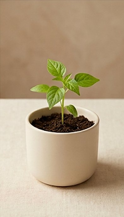 A young seedling with fresh green leaves
